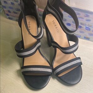 Torrid Black and Silver Strappy Heeled Sandals